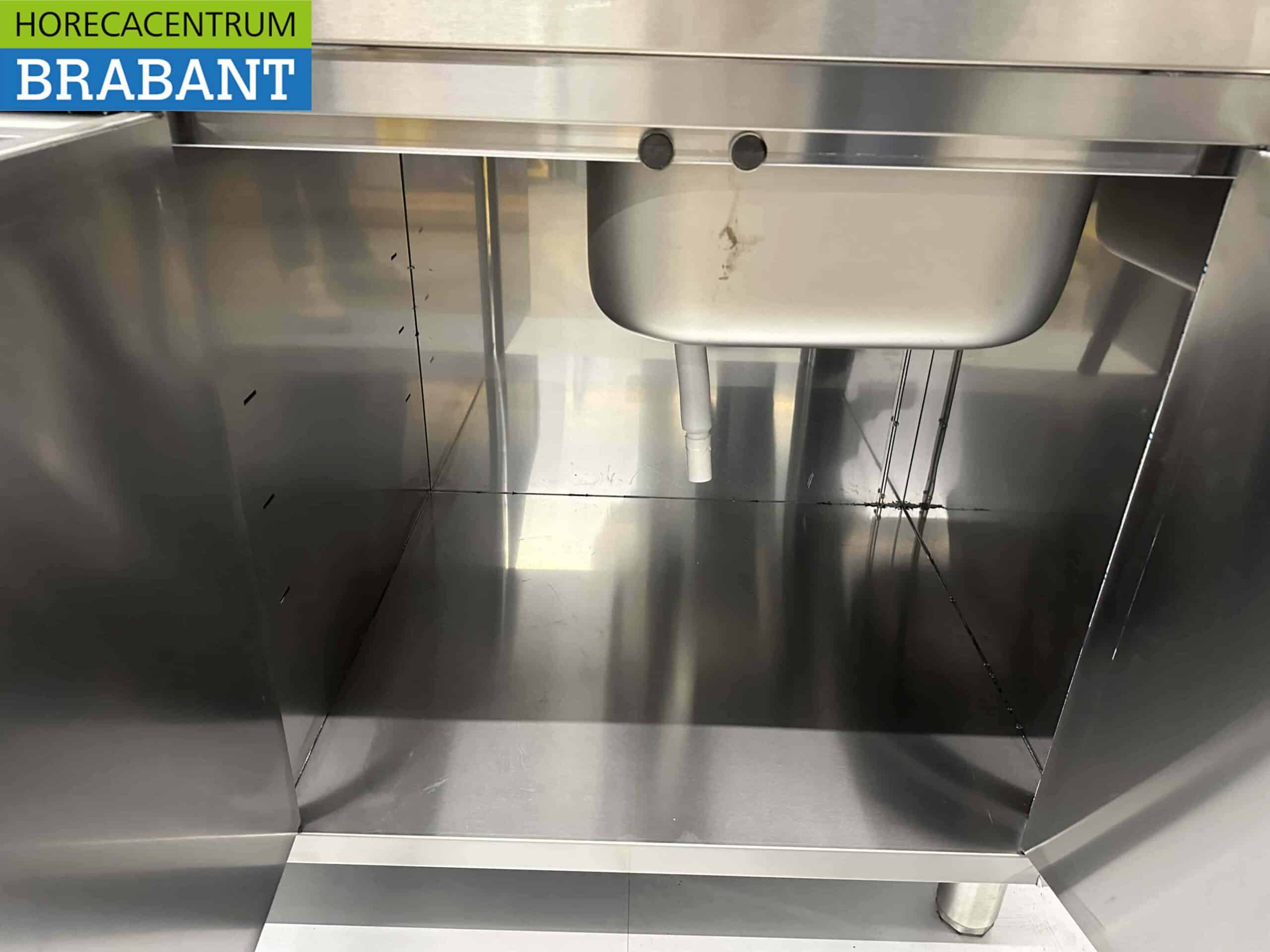 HCB RVS Spoeltafel Spoelbak klapdeuren en laden 120 cm Horeca - Afbeelding 6