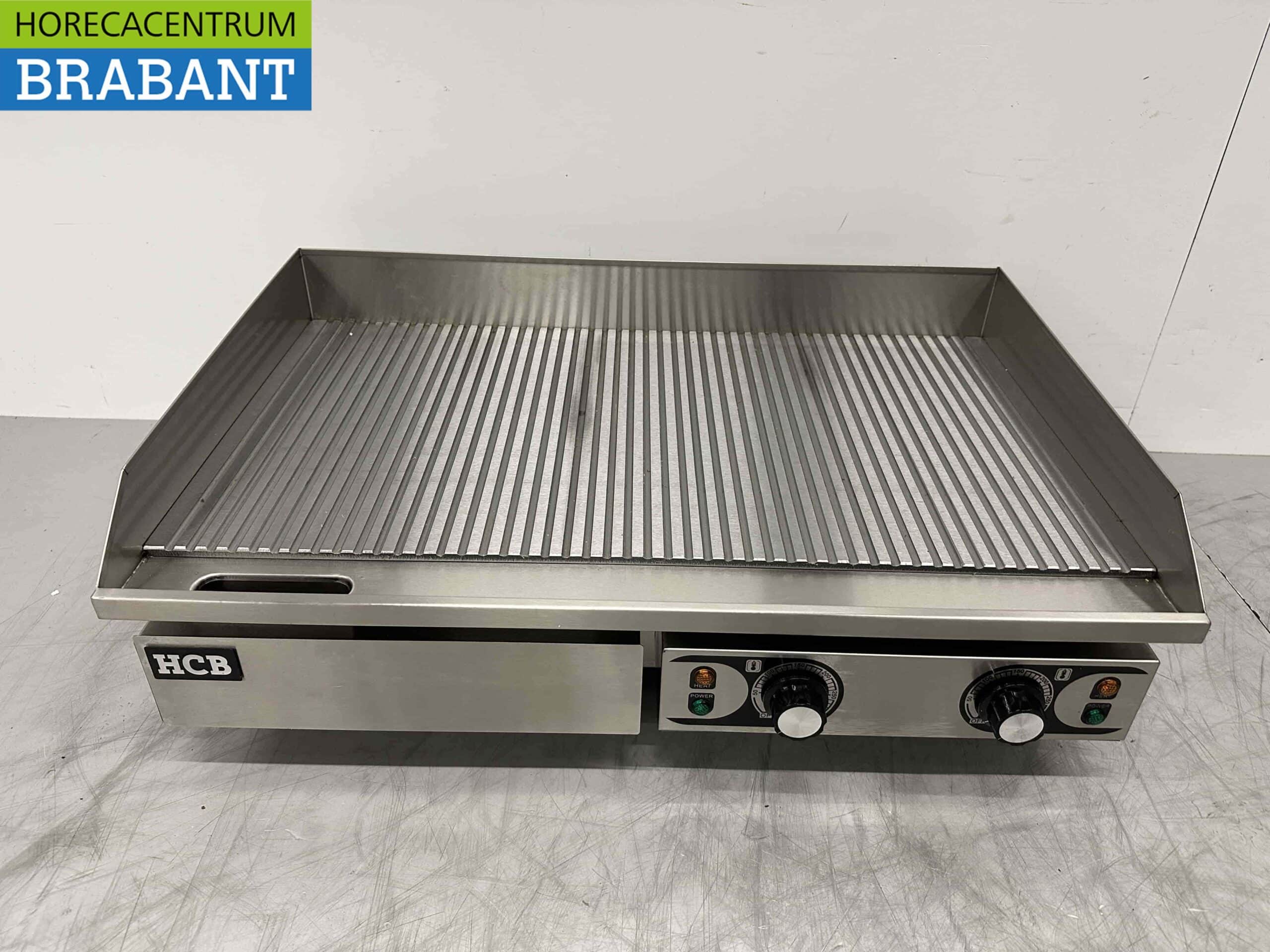 HCB RVS Grillplaat Bakplaat Geribbeld 73 cm 400V Horeca