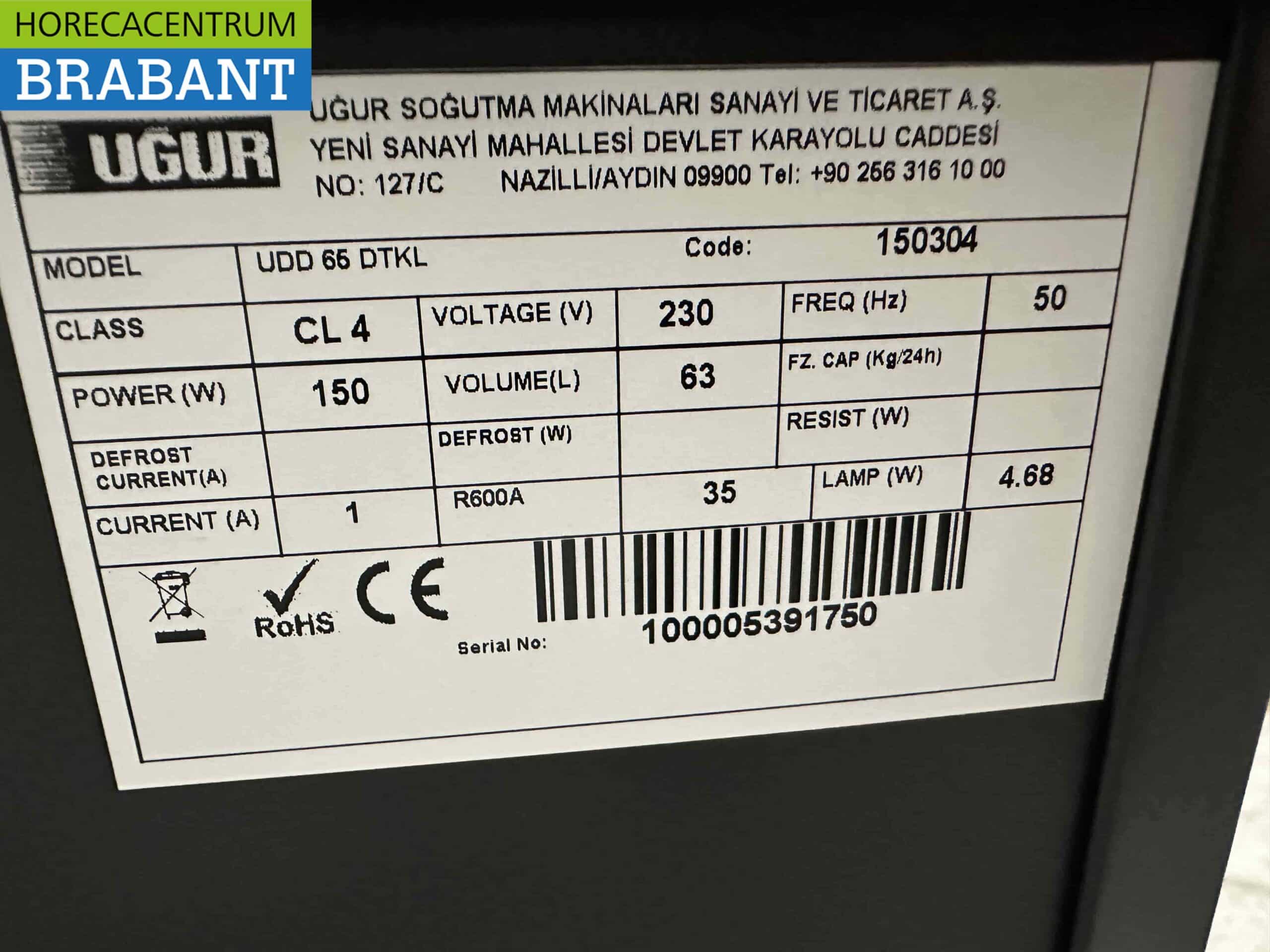 Ugur UDD 65 DTKL Glasdeurvriezer Vrieskast Glazen deur 63 liter 230V Horeca - Afbeelding 5