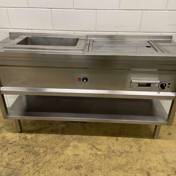 RVS Menusystem bakplaat grillplaat met bain marie 165 cm 400V Horeca