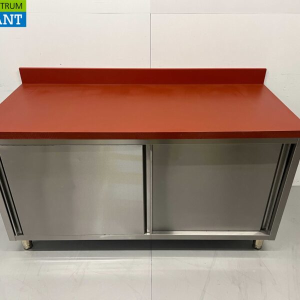 HCB RVS Polyethyleen PE Werkkast Kast Snijtafel Premium-line 2 schuifdeuren 160 cm Horeca Slagerij