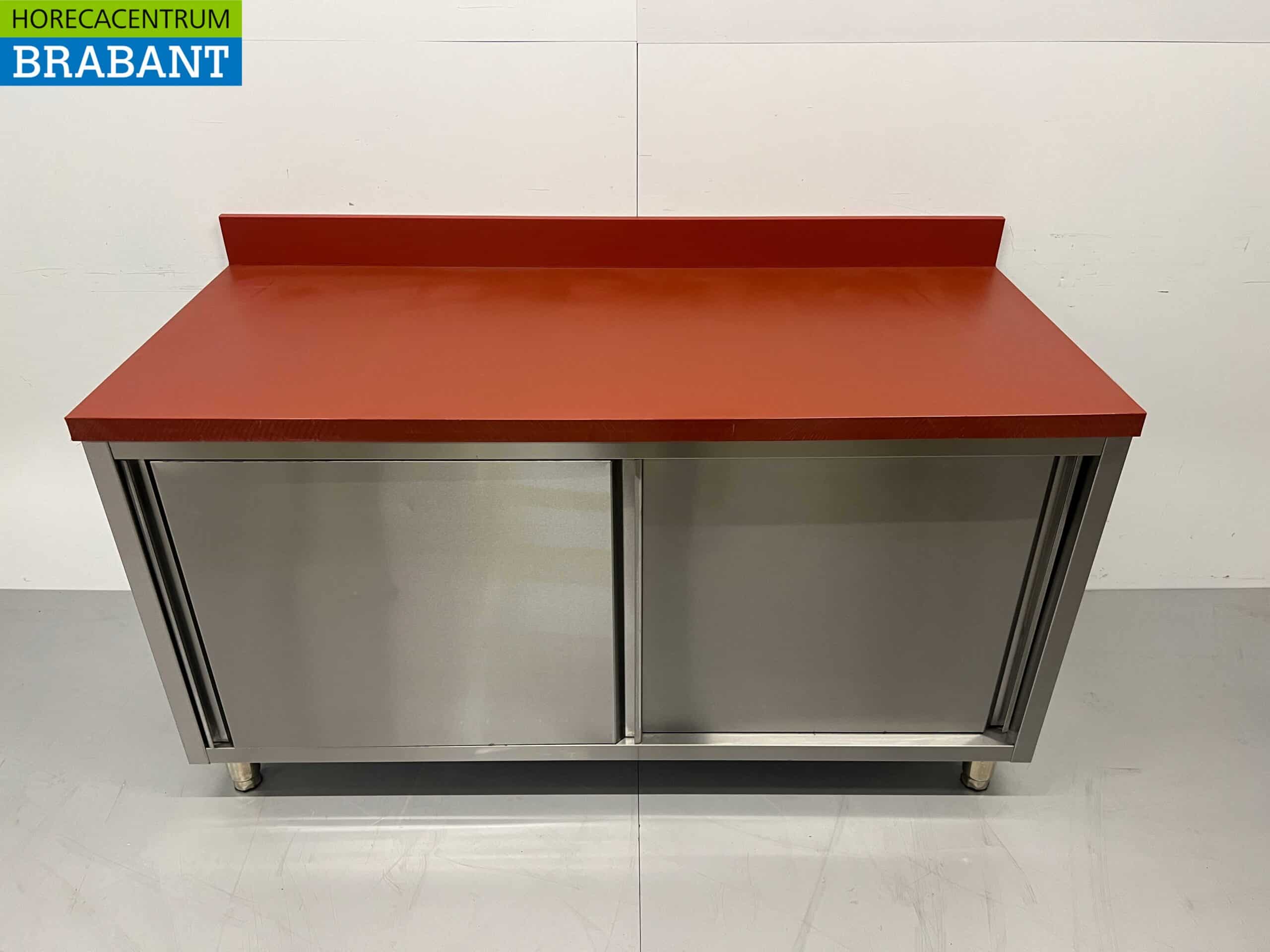 HCB RVS Polyethyleen PE Werkkast Kast Snijtafel Premium-line 2 schuifdeuren 160 cm Horeca Slagerij