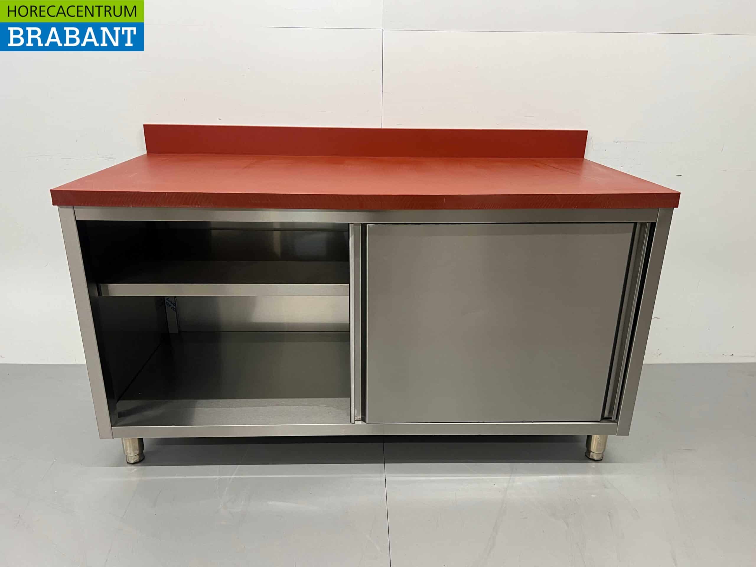 HCB RVS Polyethyleen PE Werkkast Kast Snijtafel Premium-line 2 schuifdeuren 160 cm Horeca Slagerij - Afbeelding 5