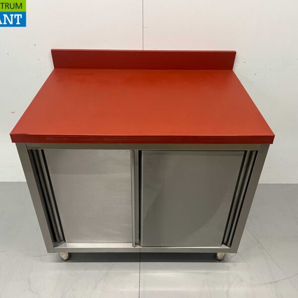 HCB RVS Polyethyleen PE Werkkast Kast Snijtafel Premium-line 2 schuifdeuren 100 cm Horeca Slagerij