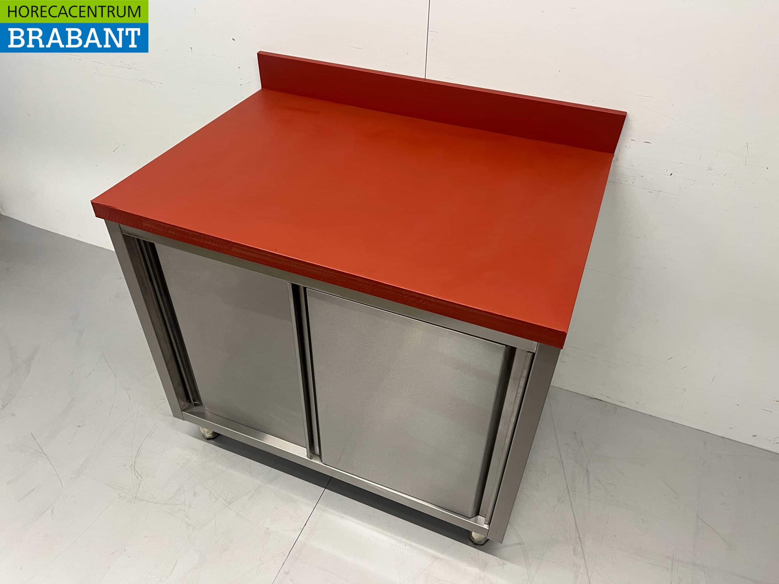 HCB RVS Polyethyleen PE Werkkast Kast Snijtafel Premium-line 2 schuifdeuren 100 cm Horeca Slagerij - Afbeelding 2