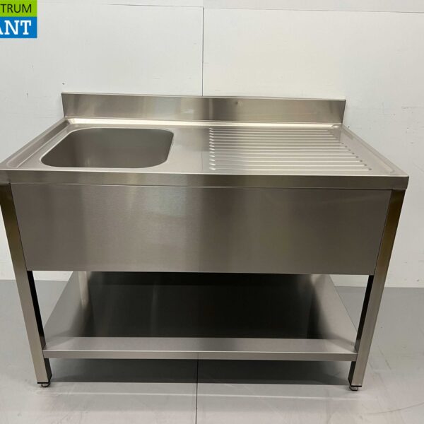 HCB RVS Spoeltafel spoelbak Gelast model Premium-line 120 cm Horeca
