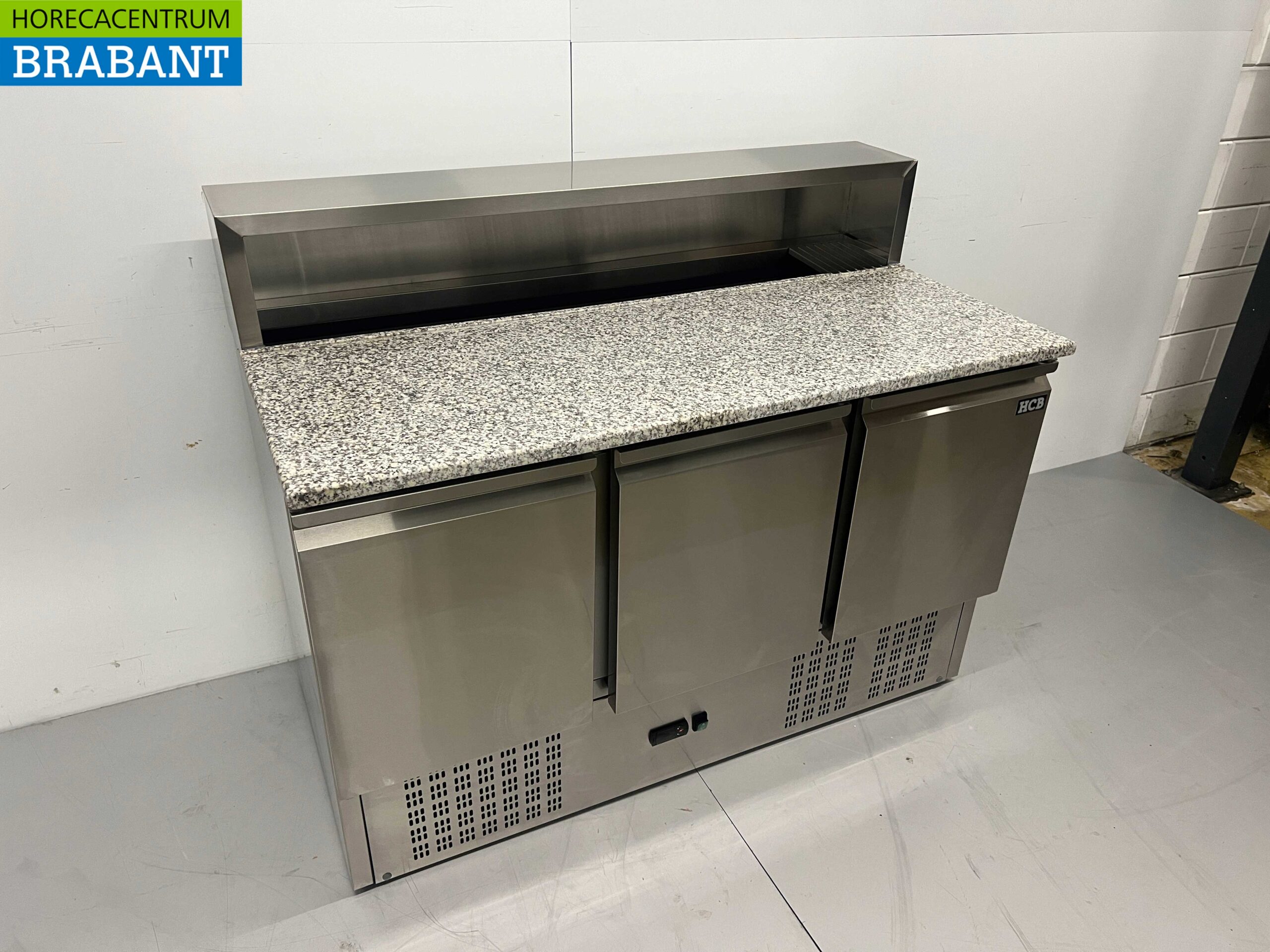 HCB RVS Pizzawerkbank Pizzatafel 3 deuren 136,5 cm 230V Horeca - Afbeelding 2