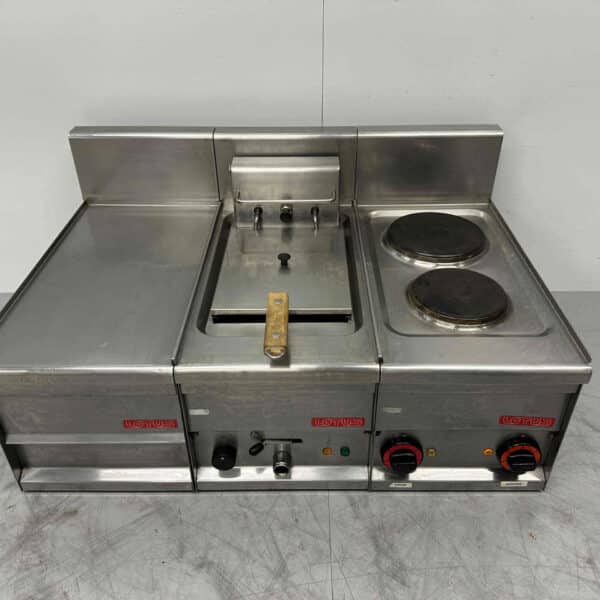 RVS Lotus baklijn 2 pits fornuis en friteuse 90 cm 230V Horeca