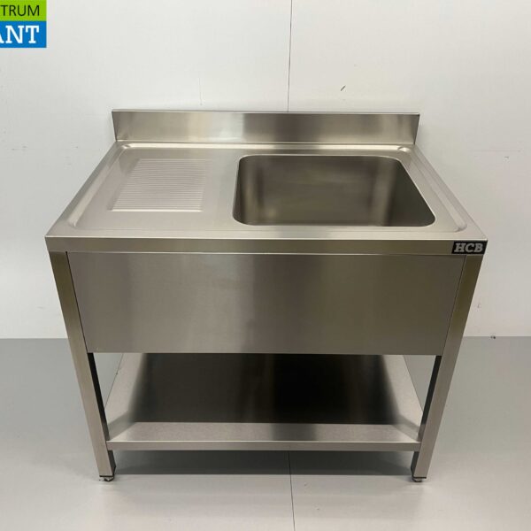 HCB RVS Spoeltafel Spoelbak Gelast model Premium-line 100 cm Horeca