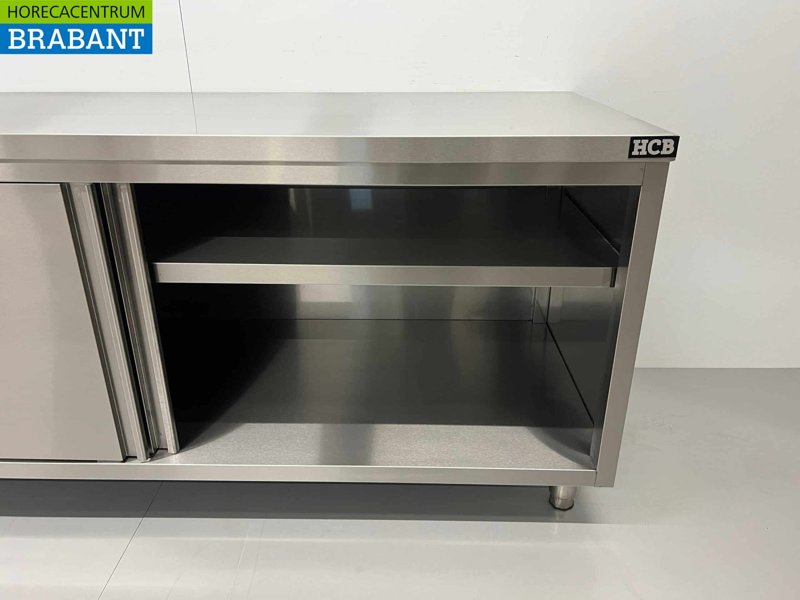 HCB RVS Werkkast Kast 2 schuifdeuren Premium-line 200 cm Horeca - Afbeelding 4