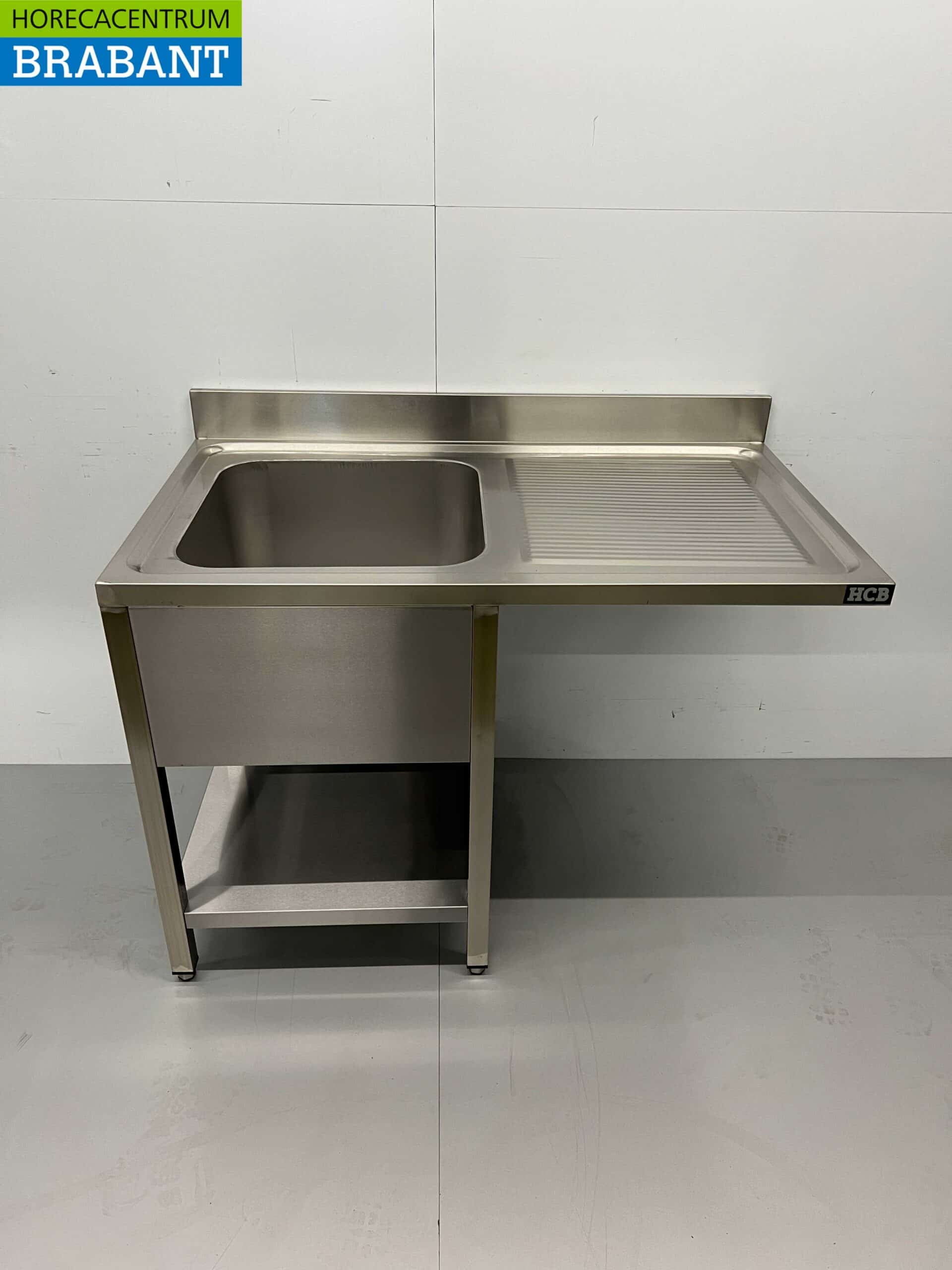 HCB RVS Spoeltafel Spoelbak Premium-line Gelast model 120 cm Horeca