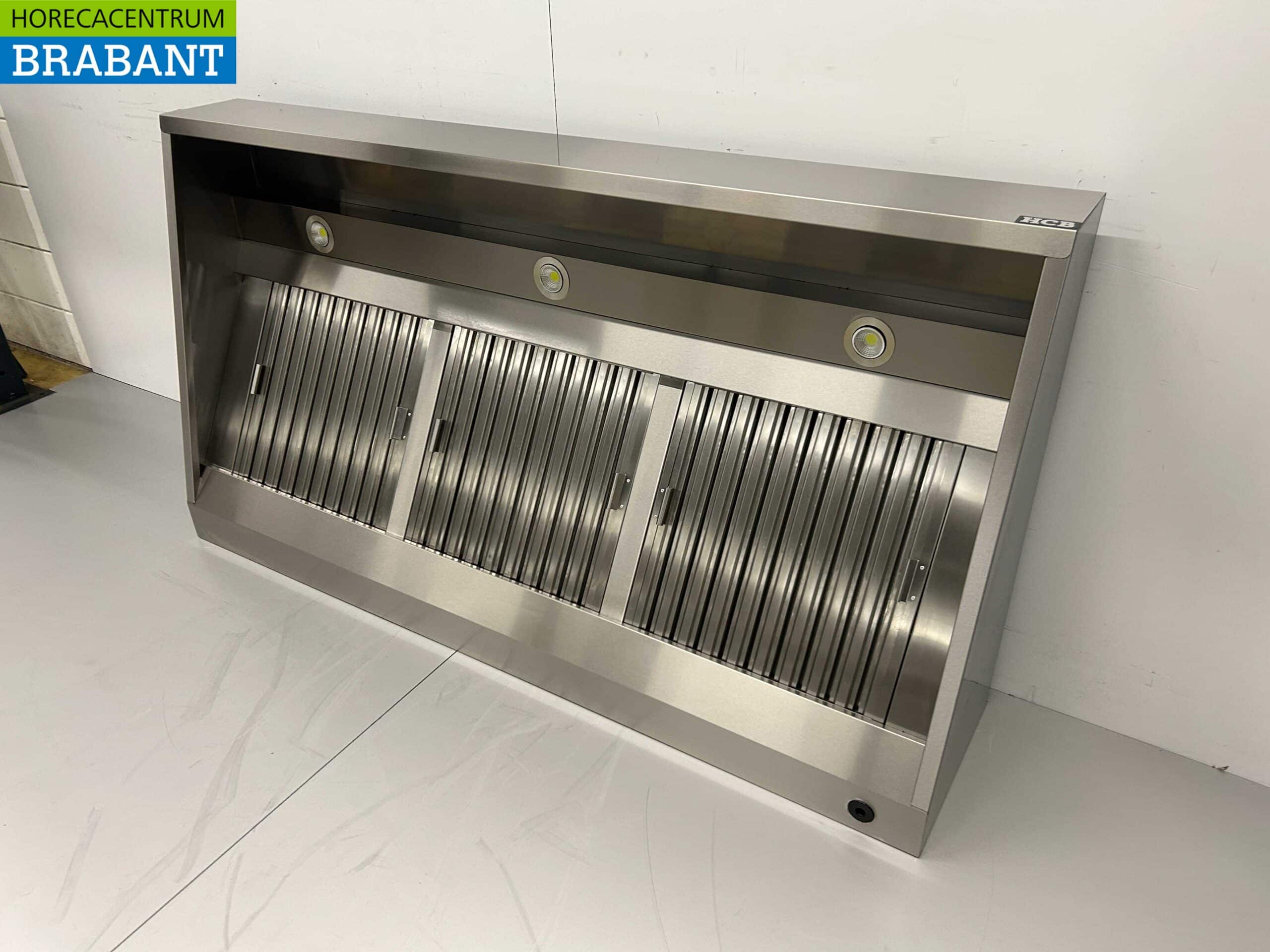 HCB RVS Afzuigkap Dampkap met lamellen filters Premium-line 180 cm Schuin model Horeca - Afbeelding 2
