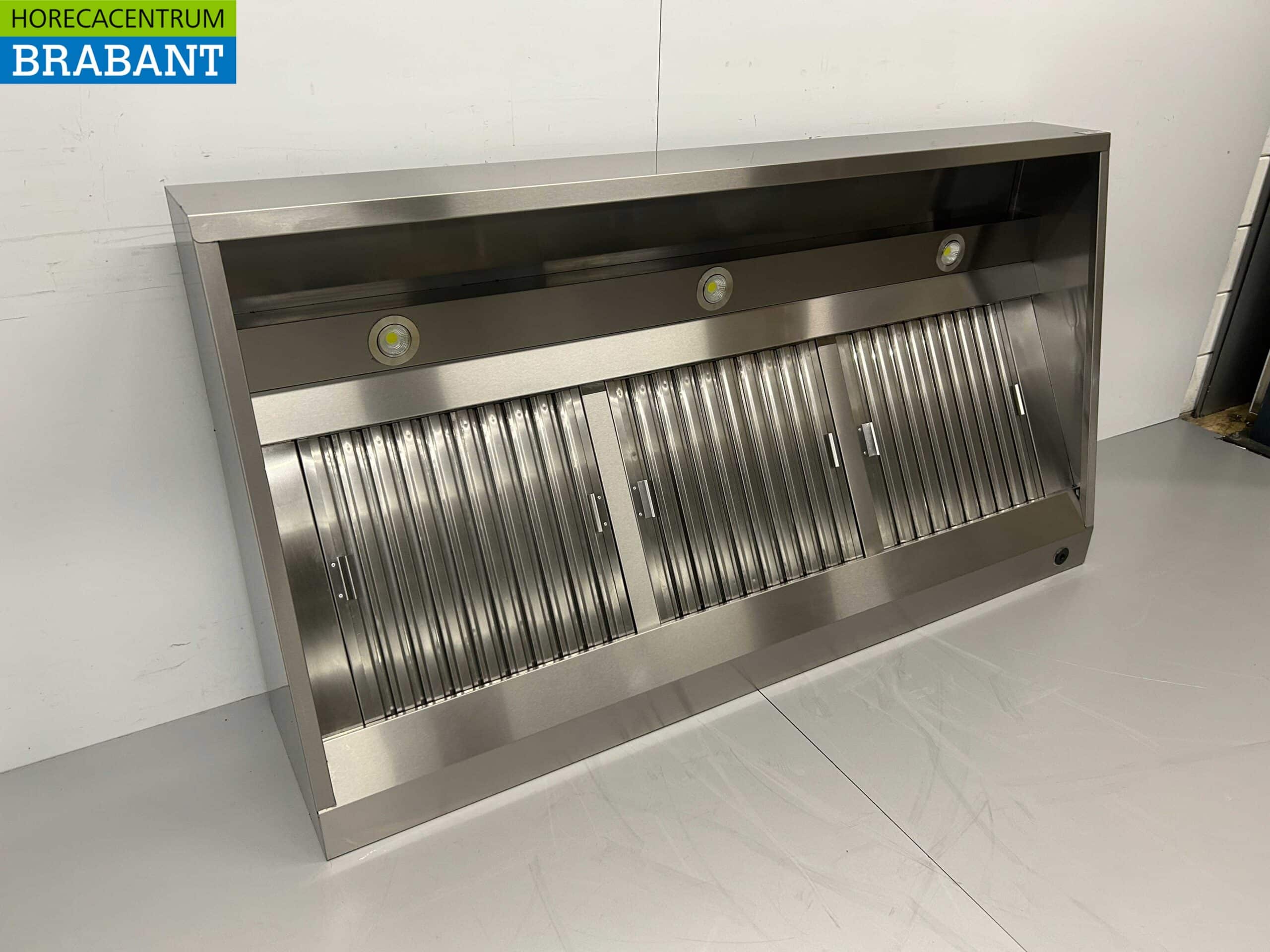 HCB RVS Afzuigkap Dampkap met lamellen filters Premium-line 180 cm Schuin model Horeca - Afbeelding 3