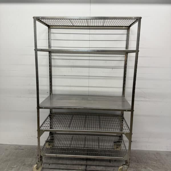 Rayonnage mobile en acier inoxydable 120,5 x 62 x 199 cm Restauration
